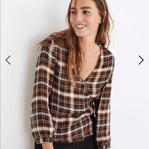 Madewell plaid wrap top